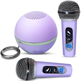 Mini Karaoke Machine for Kids/Adults:Portable Bluetooth Speaker with 2 Wireless Microphones Birthday Gifts for 4 5 6 7 8 9 10 11 12+ Years Old Girl Boy Party Singing Toys,Excellent Sound Simple Button