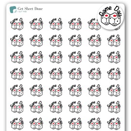 Game Day Stickers / 54 Fun Vinyl Stickers (1/2”) / Bunko Family Game Night/Fun Me Time Self Care/Essential Productivity Life Planner Stickers/Bullet Journaling (Matte Vinyl, 1 Sheet)