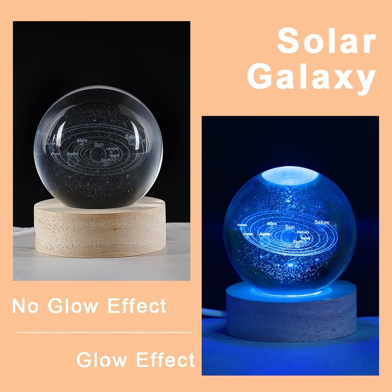 HOTUT 3D Solar System Crystal Ball, 3D Planets Crystal Ball