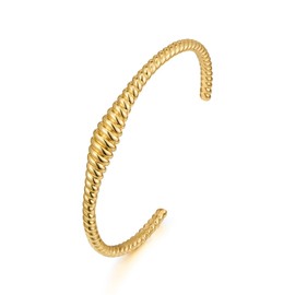 HolidayQbee Gold Bangle With Smooth Surface Gold Twisted Bangle Gold Bangle Bracelets For Women Fashion Jewelry Gift, Medium, Brass, no gemstone