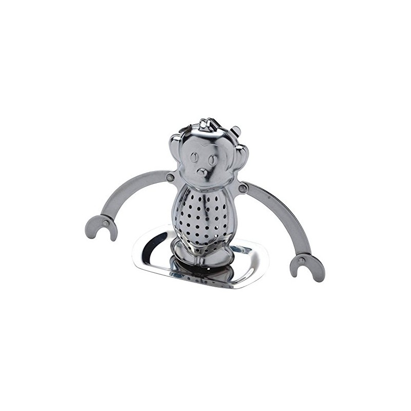 KitchenCraft Le'Xpress Loose Tea Infuser with Drip Tray, Monkey-Shaped, Stainless