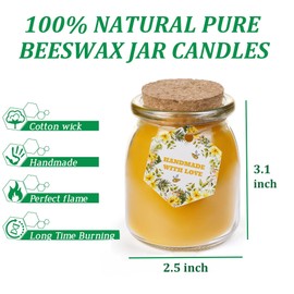 Natural Beewaxs Candles, Unscented Beewaxs Candles in Glass Cup, 6.8oz 32 Hours Long Lasting, Pure Cotton Wick and Stress Relief, Home Gifts
