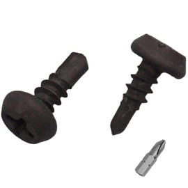 SKIR'CO (Pack of 100) Self Drilling Screws 3.5 x 9.5mm Black Phosphating Phillips Flat Head Self Tapping Screws