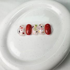 Red Santa and Snowman Nails - Double-Sided Tape / 레드산타와 눈사람 네일 - 양면테이프