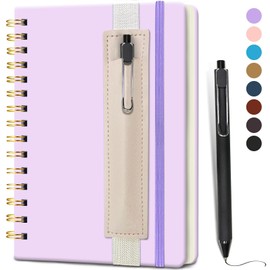 DWIYITTN DWIYITTN Lined Spiral Journal for Women, 160 Pages, Girls Notebook for Writing, A5 Travel Kid Diary with Pen Holder & Pen, Purple Hardcover, 5.7"x 8.27"