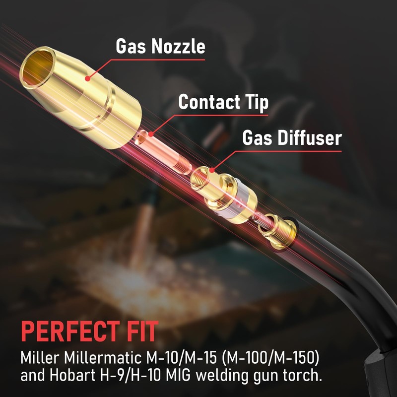 YESWELDER MIG Welding Gun Accessory Kit .030" Tip-Nozzle-Diffusers for Miller