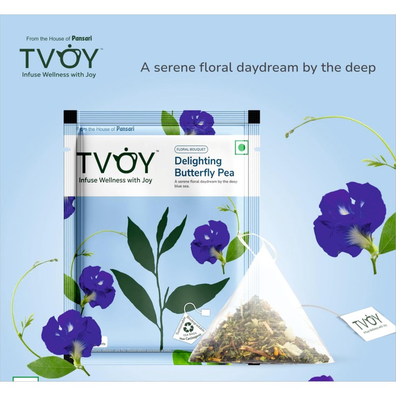 Butterfly Pea Flower Green Tea Bags – Low Caffeine 40