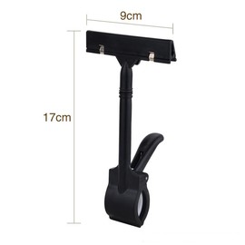 BSTMOME 10PCS Adjustable Plastic Sign Holder,Clip-on Style Double Head Display Clips Rotating Reuse Sign Price Tag for Store,Supermarket,Office,Exhibition,Shops (Black)