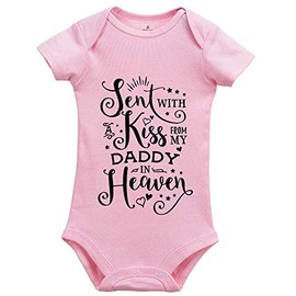 YCICIVDee Sent With A Kiss From My Daddy In Heaven Newborn Short Sleeve Crawl Baby Bodysuit