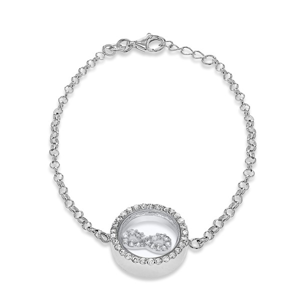 Tuscany Silver Women's Bracelet Rhodium-Plated Sterling Silver White Cubic Zirconia