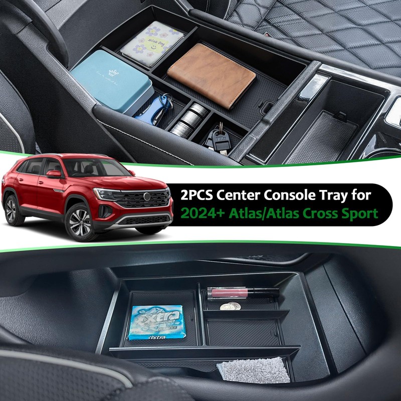TOPINSTALL 2PCS Console Trays Compatible with 2024-2026 VW Atlas/Atlas Cross