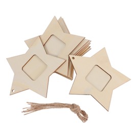 LALAFINA 10PC Wooden Star Shaped Photo Frames DIY Craft Non Toxic Mini Picture Holders for Bedroom Living Room Table Display Home Decor