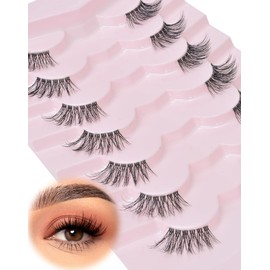 Wispy Half Lashes - Natural Corner Lashes 3/4 False Eyelashes Clear Band W08