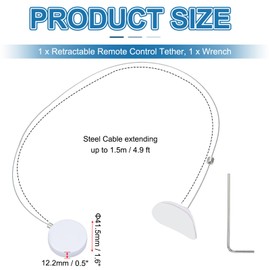 PATIKIL 1.5m / 4.9Ft Retractable Remote Control Tether, Security Remote Cable Lock Adjustable Cable Leash Length for TV Remote Control Gaming Controller, White (Curved Rubber Cap)