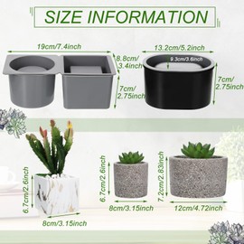 3 Pack Concrete Molds Silicone Planter Mold for Cement Pot DIY Succulent Plant Pots, Square and Round