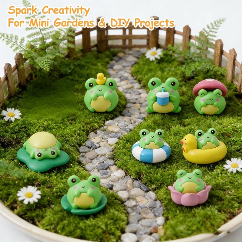 14Pcs Funny Tiny Frog Figurines, Mini Frogs Decor, Desk Shelf