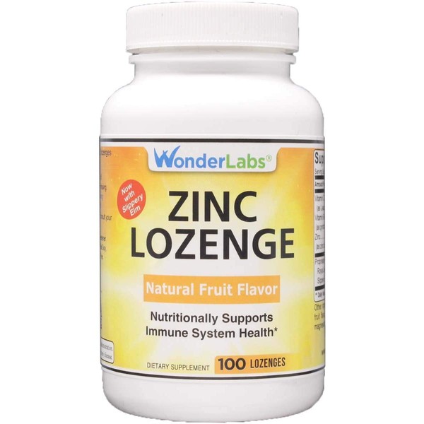 Wonder Laboratories Zinc Lozenges with Vitamin C - Fruit Flavored, Healthy Immune Support Lozenges with 25mg of Zinc Supplement Per Lozenge + 30mg of Vitamin C - 100 Lozenges