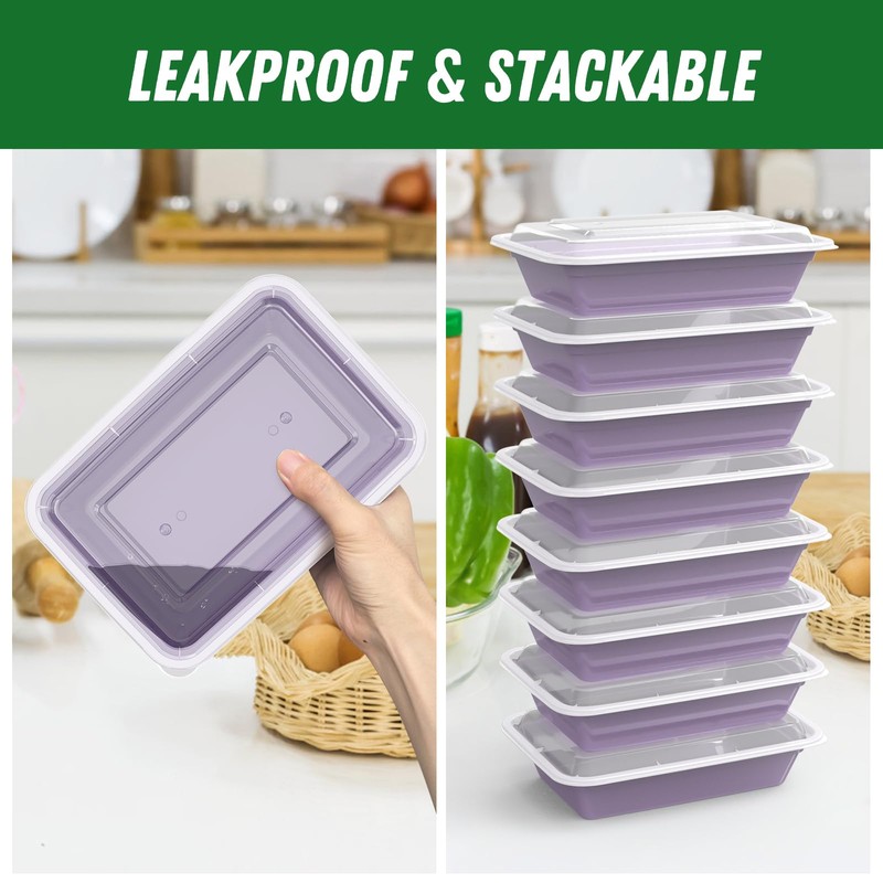 50 Pack (100-Piece) 32 oz Meal Prep Containers Reusable with