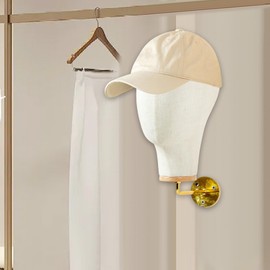Folpus Mannequin Head Model Hat Holder Wall Mounted Sturdy Wigs Hair Accessories Glasses Hats Glasses Wig Display Stand Shop Props , 15cm Gold