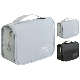 Kytpyi Kulturbeutel Herren, Kulturtasche zum Aufhängen, wasserdichte Große Kulturtasche Herren mit Griff Haken, Tragbare Waschtasche für Dienstreise Camping Strand (Grau)