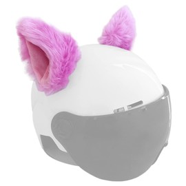 Cat Ears for Helmet Plush Ears Adhesive Helmet Accessory for Bicycle Motorcycle Smooth Surfaces Helmets Decor Light Purple