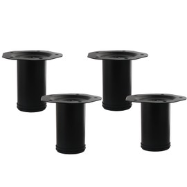 Osring Metal Furniture Legs 4 Inch Adjustable Furniture Table Feet Black, Heavy Duty Steel Round Modern Leg for Coffee Table Cabinet Sofa, 4pcs