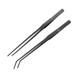 BUGUUYO Stainless Steel Aquatic Plant Tweezers Long Curved Tweezers for Fish Tank Plant Tongs Clip