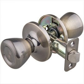 EZ-FLO Tulip-Style Passage Door Lockset, Adjustable Steel Latch for 2-3/8 Inch and 2-3/4 Inch Backset, Antique Brass, 57787