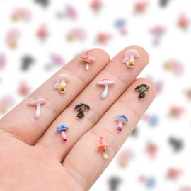 HOMICO 200 Pieces Tiny Mushroom Decor for Dollhouse Miniatures Mini Mushroom for Crafts Micro Resin Things for Dollhouse Fairy Garden Micro Landscaping Decoration