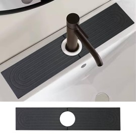 Stargaz Faucet Mat for Kitchen Sink Diatomaceous Earth Faucet Splash Guard, Stone Quick Dry Sink Splashback Drying Mat Quick Drying Water Absorbing Stone Tray For Kitchen (Grey, 17.7”×3.9”)