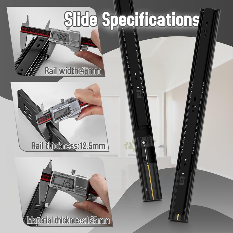 BAIDICE 5 Pair Soft Close Drawer Slides Rails 12 14