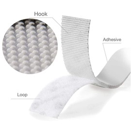 BRAVESHINE 1.2x4 Inch Hook and Loop Tape with Double Sided Adhesive - 16 Sets Heavy Fasten Hook Loop Strips for Home Office Item Organization, Wall Decorations, Rugs Carpet No Slip Use - White Tape