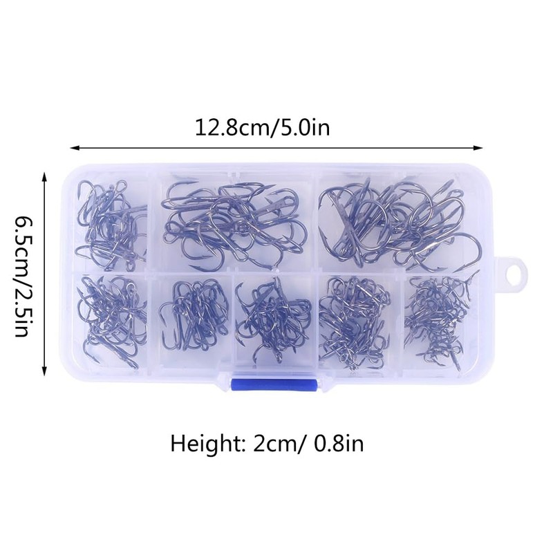 Treble Fishing Hooks, 100Pack High Carbon Steel Treble Hooks, Super