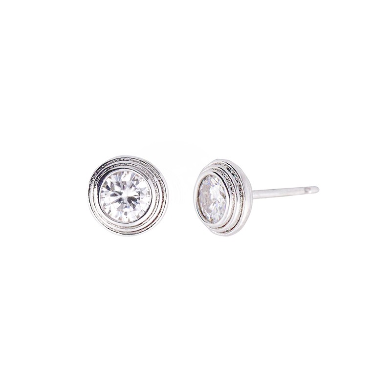 Gold & Deer G-DIA Moissanite Part 1 Bezel Stud Earrings