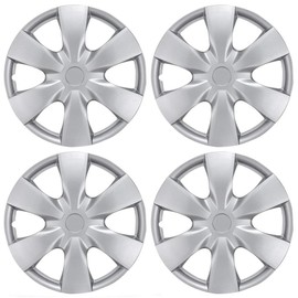 BDK Silver Hubcaps Wheel Covers 15” – Four (4) Pieces Corrosion-Free & Sturdy – Full Heat & Impact Resistant Grade 15 inch Hub Caps for Cars – Direct OEM Replacement Easy Installation