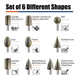 Diamond Grinder Bits for Dremel Tool Accessories, 20Pcs, 1/8" Shank, 120-Grit, Rotary Tool Bits for Stone Glass Resin Porcelain Ceramic Dog Nail Glaze Metal Carve Engrave Polish