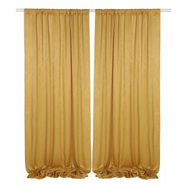 Cytdkve 9.6 Feet x 10 Feet Deep Gold Silky Soft Wedding Backdrop Curtain Drapes, Slightly Shiny Satiny Window Curtains Panels for Wedding Ceremony Birthday Party Decorations