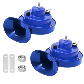 KHGUZ 2PCS Super Loud Train Horns, 12V Waterproof Car Air Electric Snail Double Horns, Vehicle Raging Sound & Dual-Tone Air Horn Replacement Kit, Universal for SUV, Sedan, Truck (Blue)