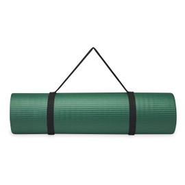 Gaiam Essentials Yoga Mat, Pilates  Exercise Mat, Thick 25 (10mm) Workout Mat with Easy-Cinch Carrying Strap for Home  Gym Workouts                   