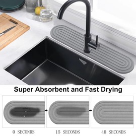 Faucet Mat for Kitchen Sink - Diatomite Stone Sink Tray - Fast Drying Absorbent Mat for Kitchen Faucet - Splash Guard and Bathroom Counter
