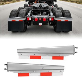 VEVOR Chrome Straight Spring Loaded Mud Flap Hangers, 2-1/2" Bolt Spacing Mudflap Hangers for Semi Trucks, 1 Pair Heavy Duty Semi Truck Mud Flap Hanger Set with Aluminum Reflective Plates, Silver