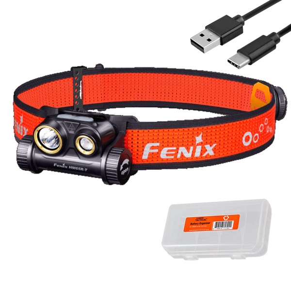 Fenix HM65R-T 1500 Lumen Spot & Flood Light USB-C Rechargeable Headlamp, Lightweight for Trail Running, with LumenTac Organizer