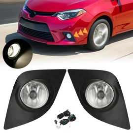 YLT AUTO Fit 2014 2015 2016 For Toyota Corolla L LE Front Bumper Running Fog Light Replacement Kit Clear Lens with Pair of Bulbs and Switch Wiring (Driver Side and Passenger Side)