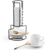 Lareina 4 Ounce Espresso Cups with Saucers, Spoons and Metal