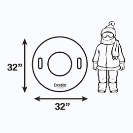 CocoNut Outdoor- 32” Inflatable Bear & Penguin Snow Ring- “Snow Day” Heavy Duty Snow Sled with Sturdy Handles for Kids, Teens and Adults-Cold Resistant Toboggan -Lightweight Tube for Boys and Girls