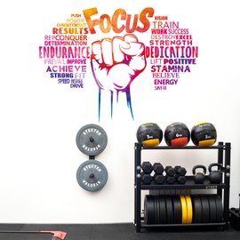 HLNIUC Focus Wall Sticker Motivational Wall Decal 2 PCS(35”X23”) Power Fit Inspirational Wall Stickers Positive Affirmation Peel and Stick Room Decal Work Success Word Stickers for Gym Bedroom School