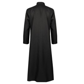 KKmeter Men Pastor Robe Clergy Cassock Unisex Priest Cassock Gown Button Maxi Robe Gown Pulpit Preacher Robe (Black, Large)