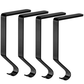 Palonu Christmas Stocking Holders Mantel Stcoking Hangers Metal Ornament Hooks Fireplace Hanger Grip for Christmas Party Decorations (4, Black)