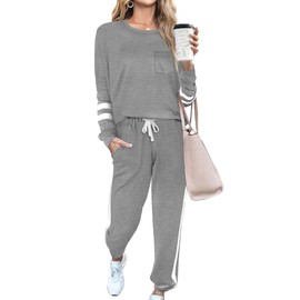 RUBZOOF Tracksuit for Women Set Plus Size Two Piece Lounge Wear Sweatsuit Outfits Gray 3XL