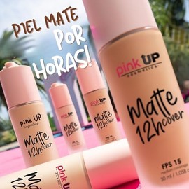 PINK UP | Matte cover | Maquillaje Líquido | De Larga Duración | Acabado mate | Controla exceso de brillo | Base de maquillaje | Makeup | Modelo PKMHR
